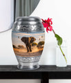 Elephant Theme Large Urn With 1 Keepsake Urn