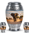 Elephant Theme Large Urn With 2 Keepsake Urn