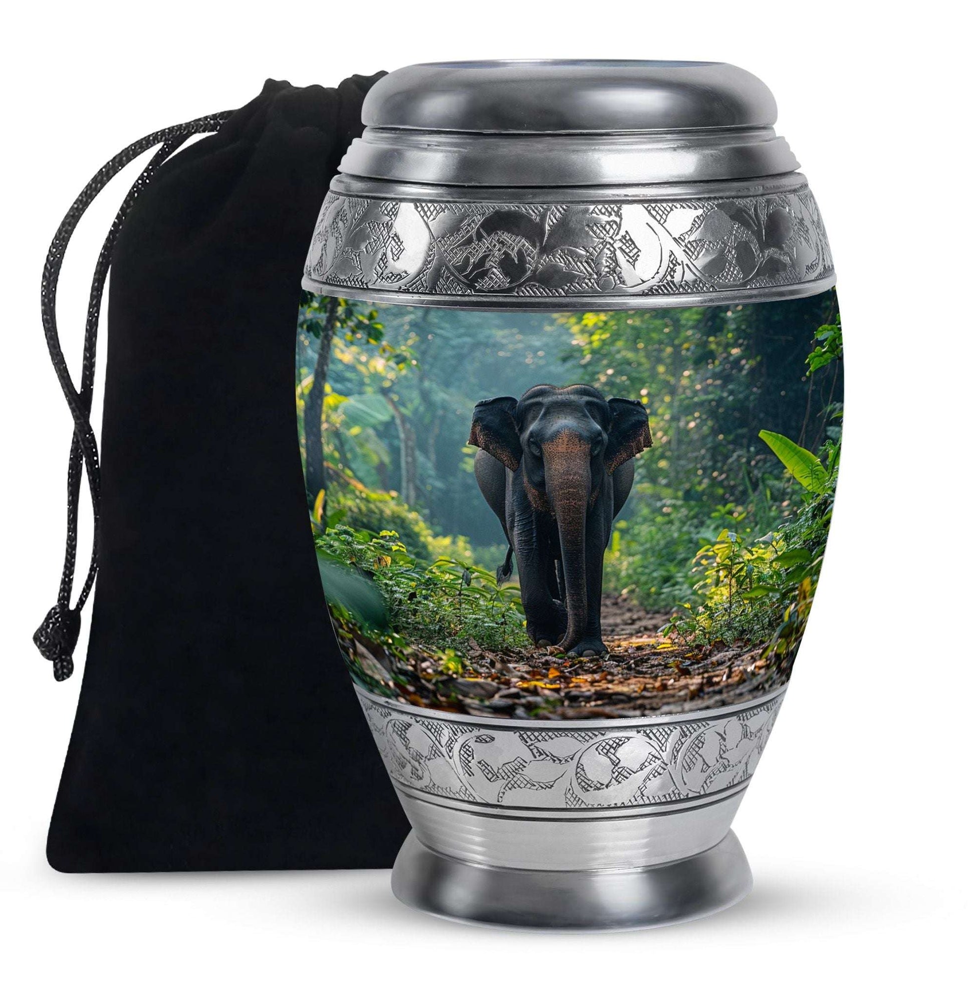 Elephant Theme Large Urn 10 Inch