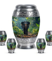 Elephant Theme Large Urn With 4 Keepsake Urn
