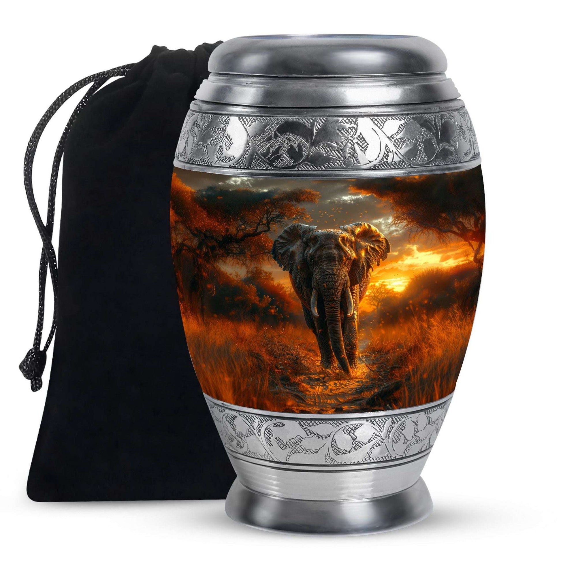 Elephant Theme Large Urn 10 Inch