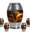 Elephant Theme Large Urn With 4 Keepsake Urn