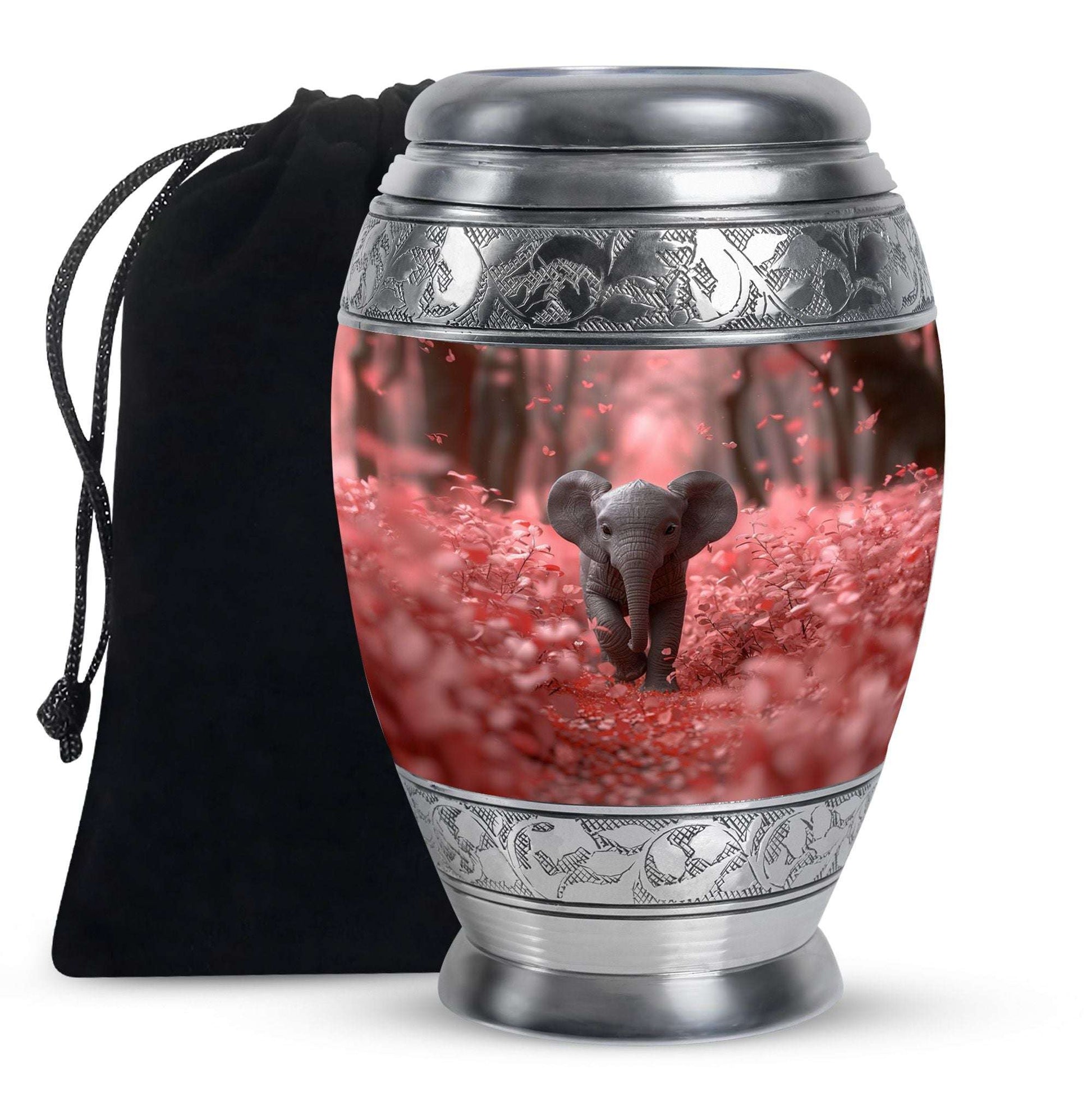 Elephant Theme Large Urn 10 Inch
