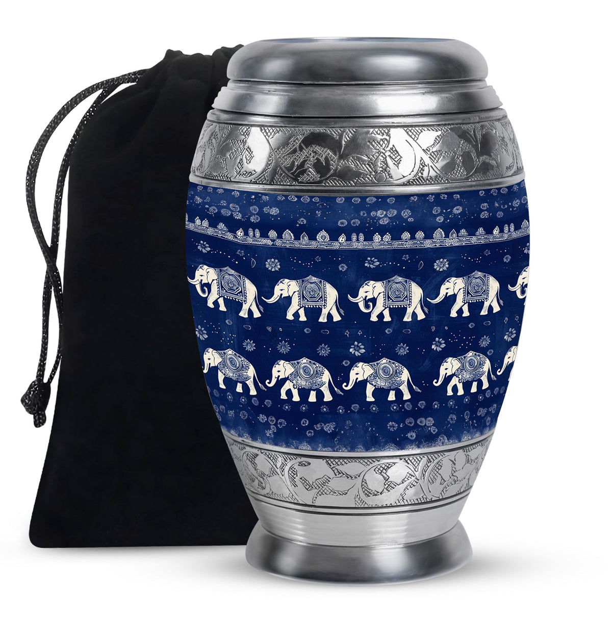 Elephant Family Theme Large Urn 10 Inch