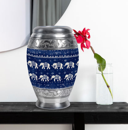 Elephant Family Theme Large Urn With 1 Keepsake Urn