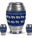 Elephant Family Theme Large Urn With 2 Keepsake Urn
