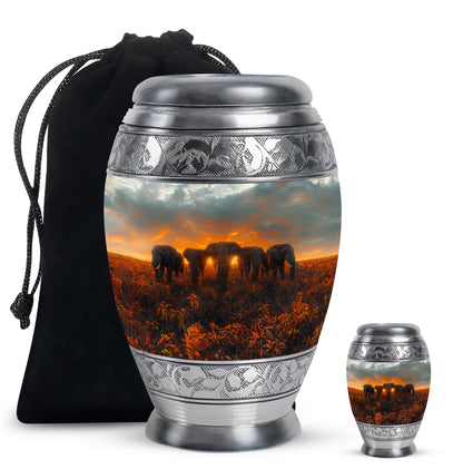 Personalized Elephant Keepsake Urn for Human Ashes - 3-inch, 3 cu in - Yatskia