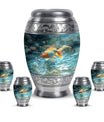 Gold Fish Theme Large Urn With 4 Keepsake Urn