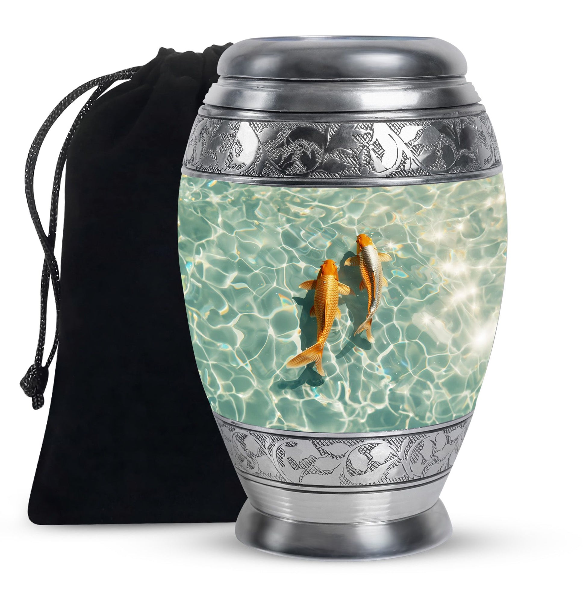 Gold Fish Theme Large Urn 10 Inch