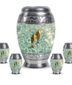 Gold Fish Theme Large Urn With 4 Keepsake Urn
