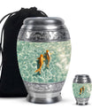 Koi Fish Cremation Urn For Adult Male - Gold Fishes Memorial Urn For Funeral