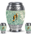 Gold Fish Theme Large Urn With 2 Keepsake Urn