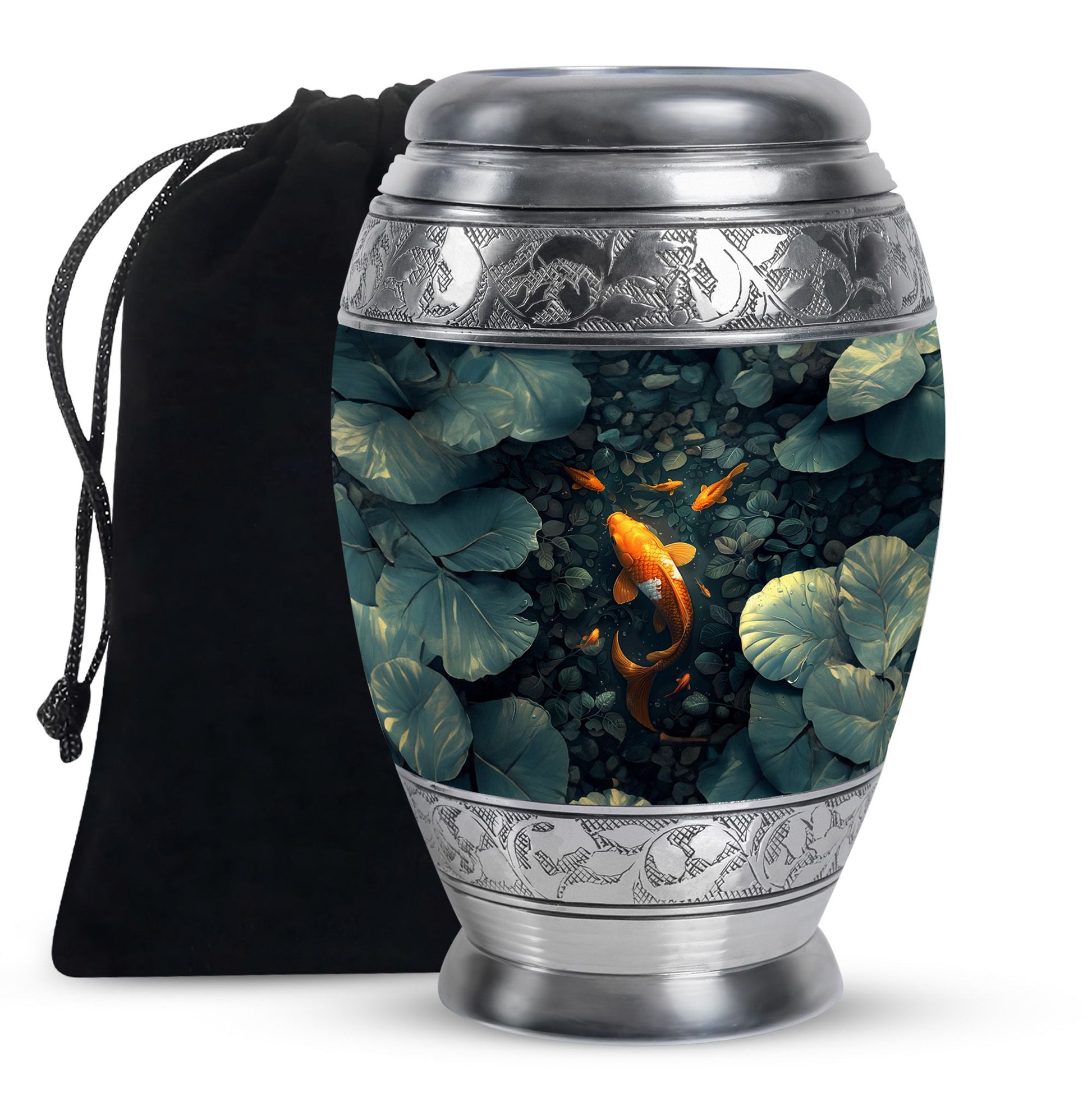 Gold Fish Theme Large Urn 10 Inch