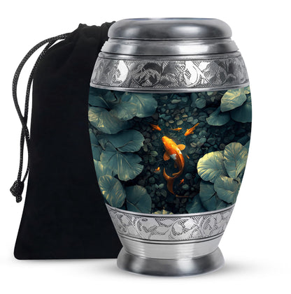 Gold Fish Theme Large Urn 10 Inch