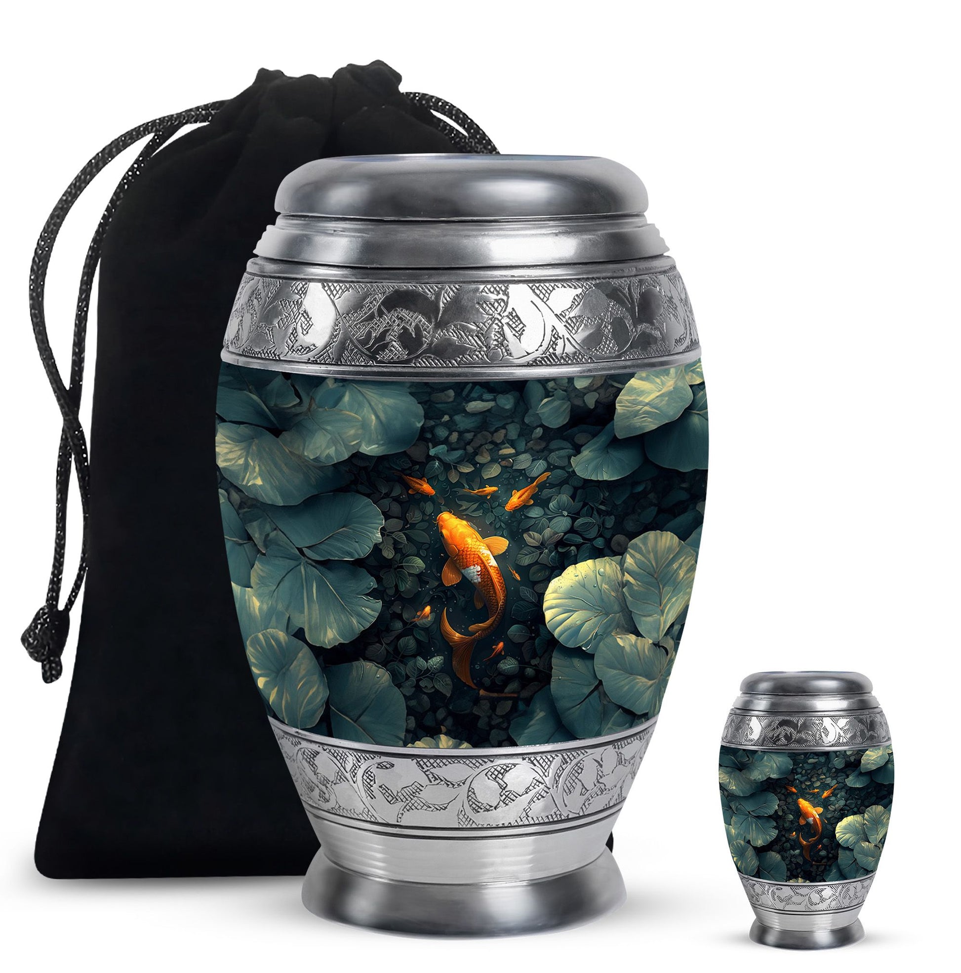 Koi Fish Cremation Ashes Adult Urns For Memorial - Funeral Urn For Women