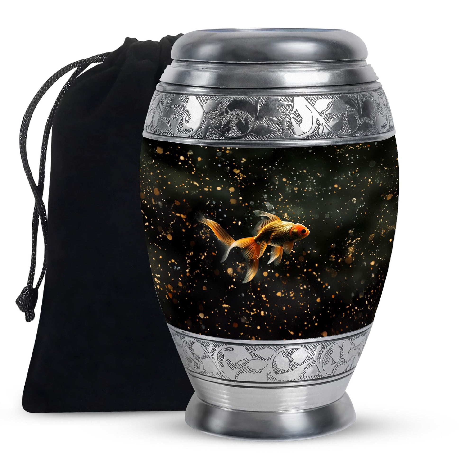 Gold Fish Theme Large Urn 10 Inch