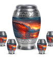 Ocean Waves Theme Large Urn With 4 Keepsake Urn