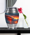 Ocean Waves Theme Large Urn With 1 Keepsake Urn