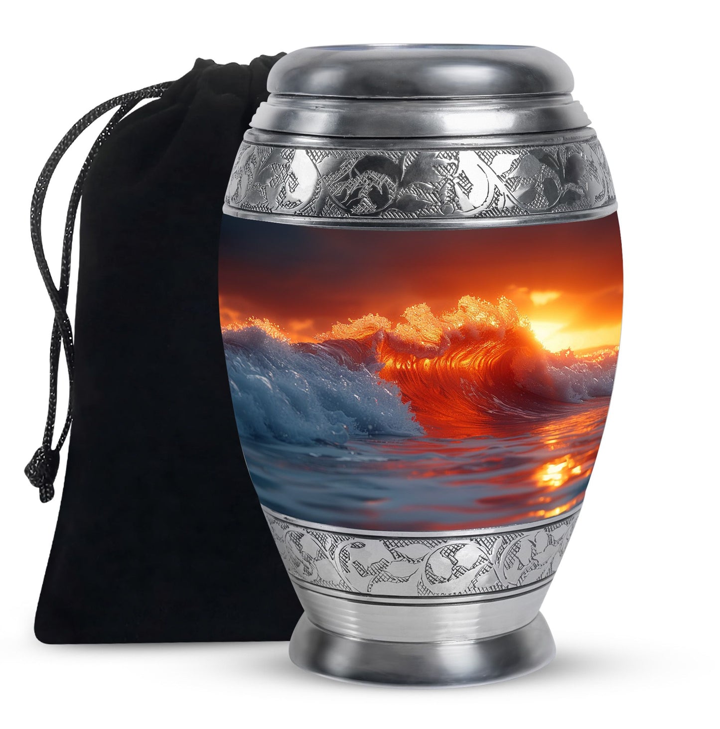 Ocean Waves Theme Large Urn 10 Inch