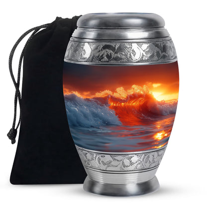 Ocean Waves Theme Large Urn 10 Inch