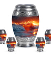 Ocean Waves Theme Large Urn With 4 Keepsake Urn