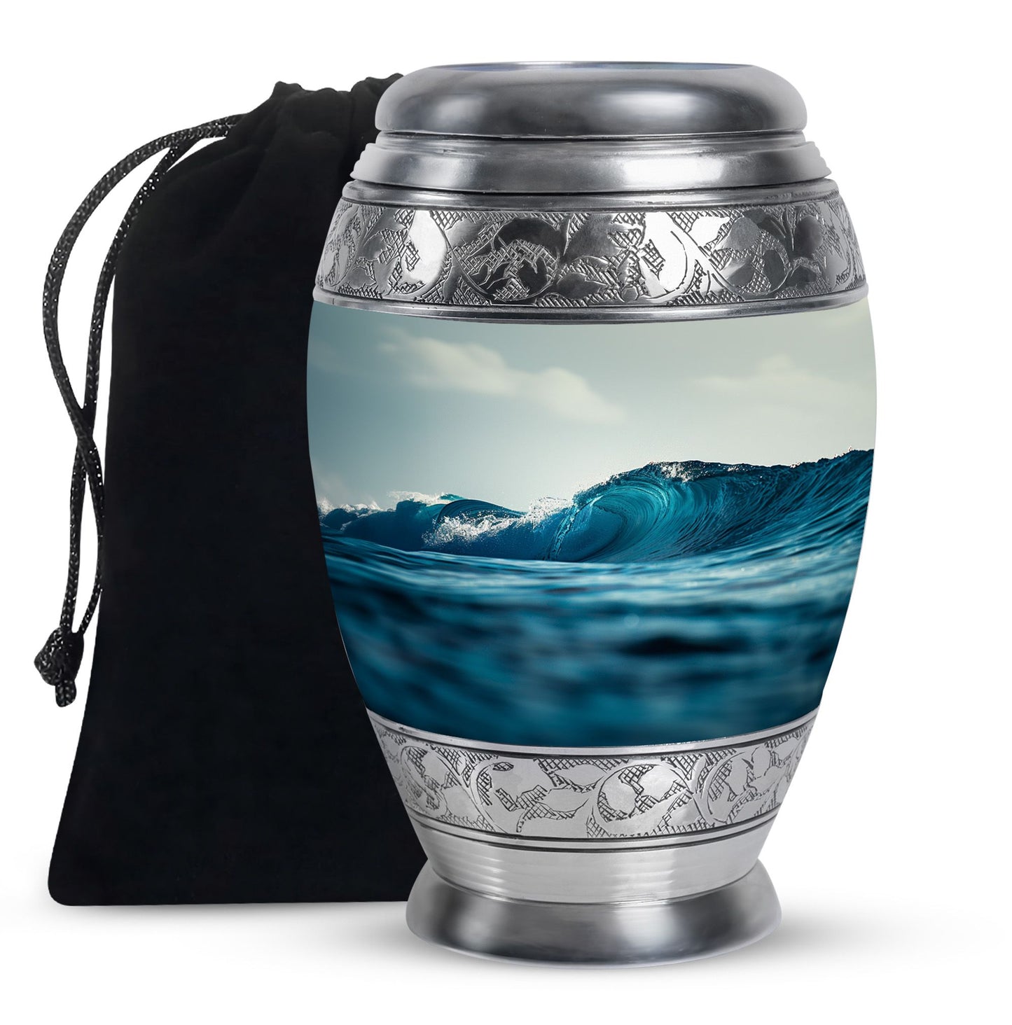 Ocean Waves Theme Large Urn 10 Inch