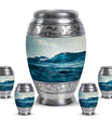 Ocean Waves Theme Large Urn With 4 Keepsake Urn
