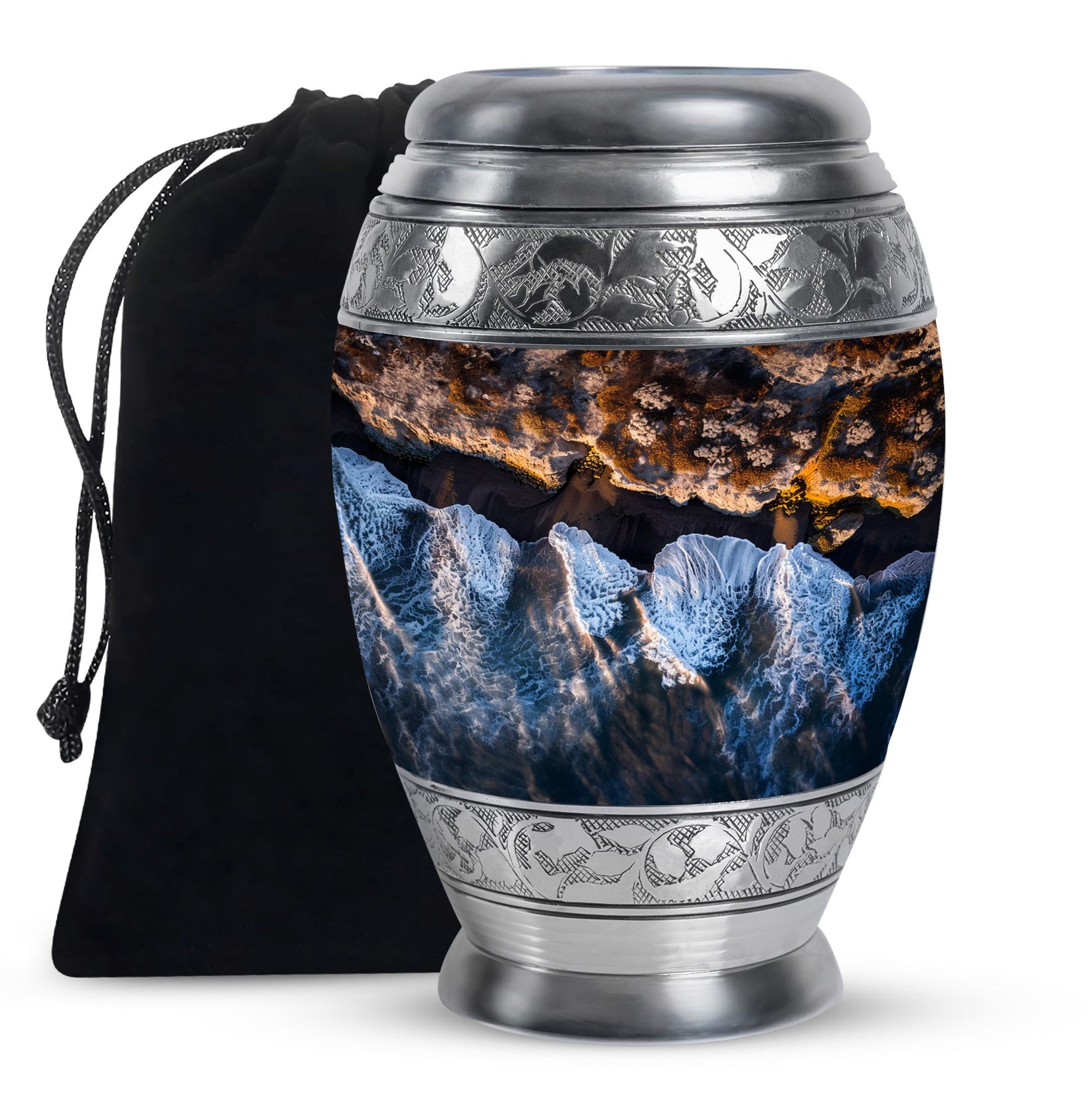 Ocean Waves Theme Large Urn 10 Inch