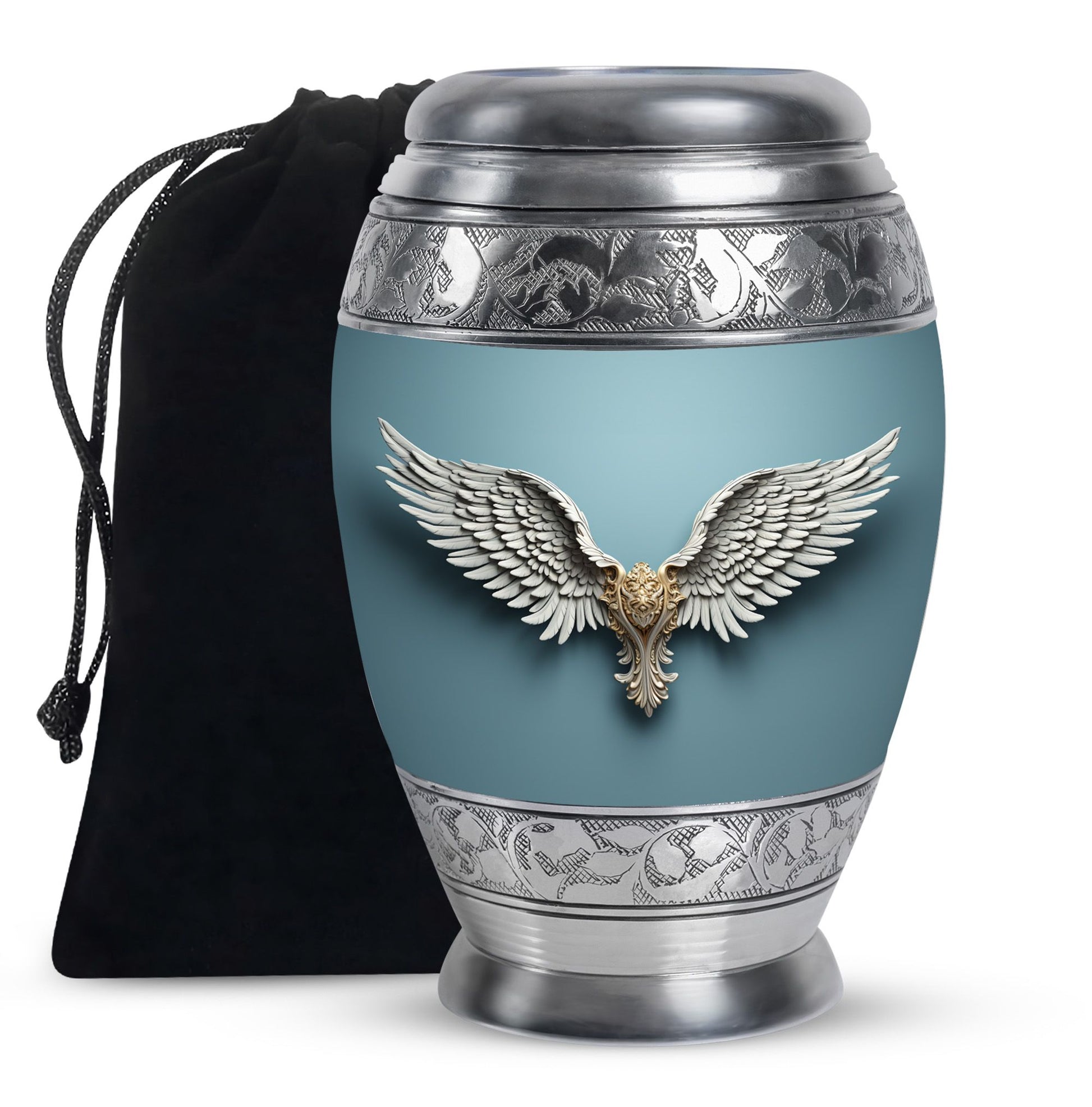 Wings Blue Theme Large Urn 10 Inch