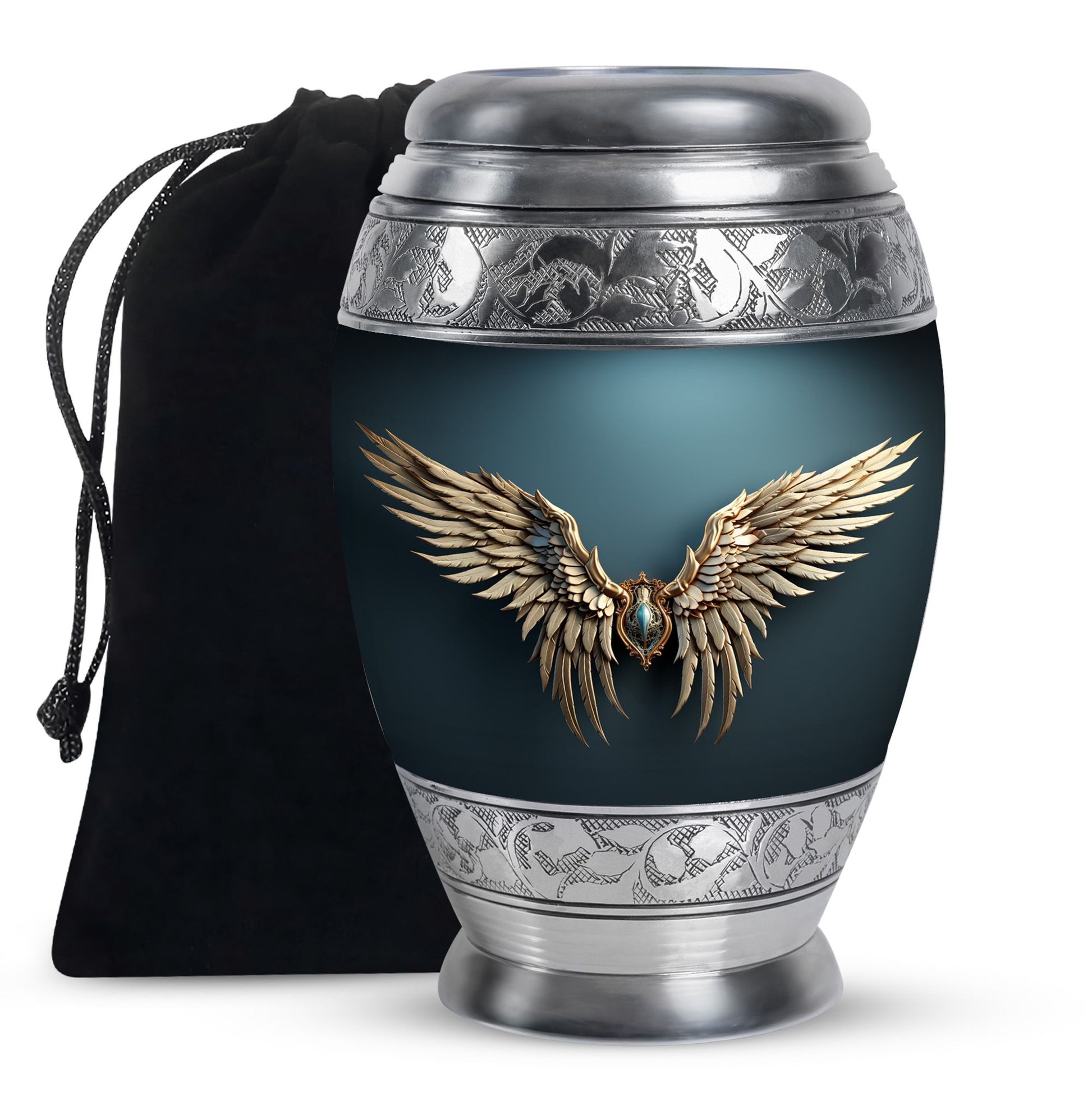 Wings Blue Theme Large Urn 10 Inch