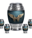 Wings Blue Theme Large Urn With 4 Keepsake Urn