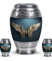 Wings Blue Theme Large Urn With 2 Keepsake Urn