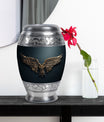 Wings Blue Theme Large Urn With 1 Keepsake Urn