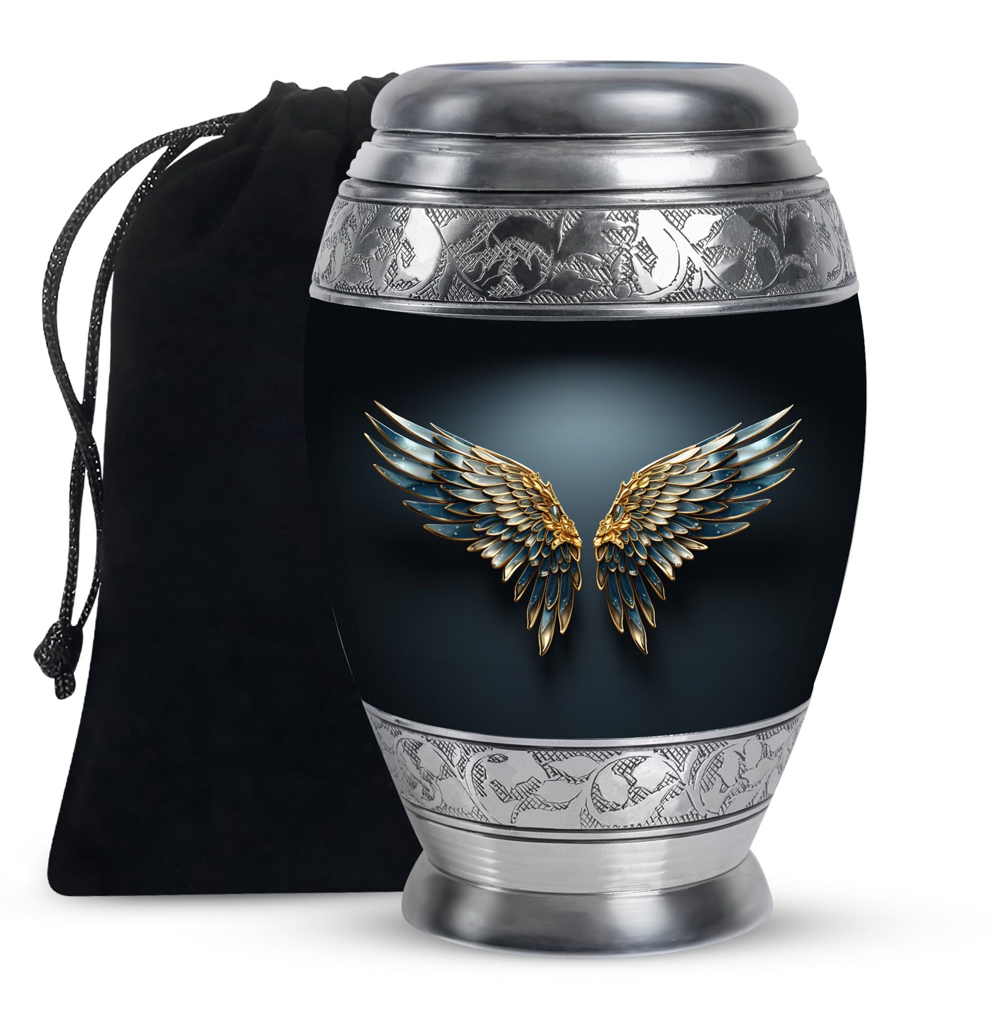 Wings Blue Theme Large Urn 10 Inch