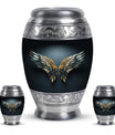 Wings Blue Theme Large Urn With 2 Keepsake Urn