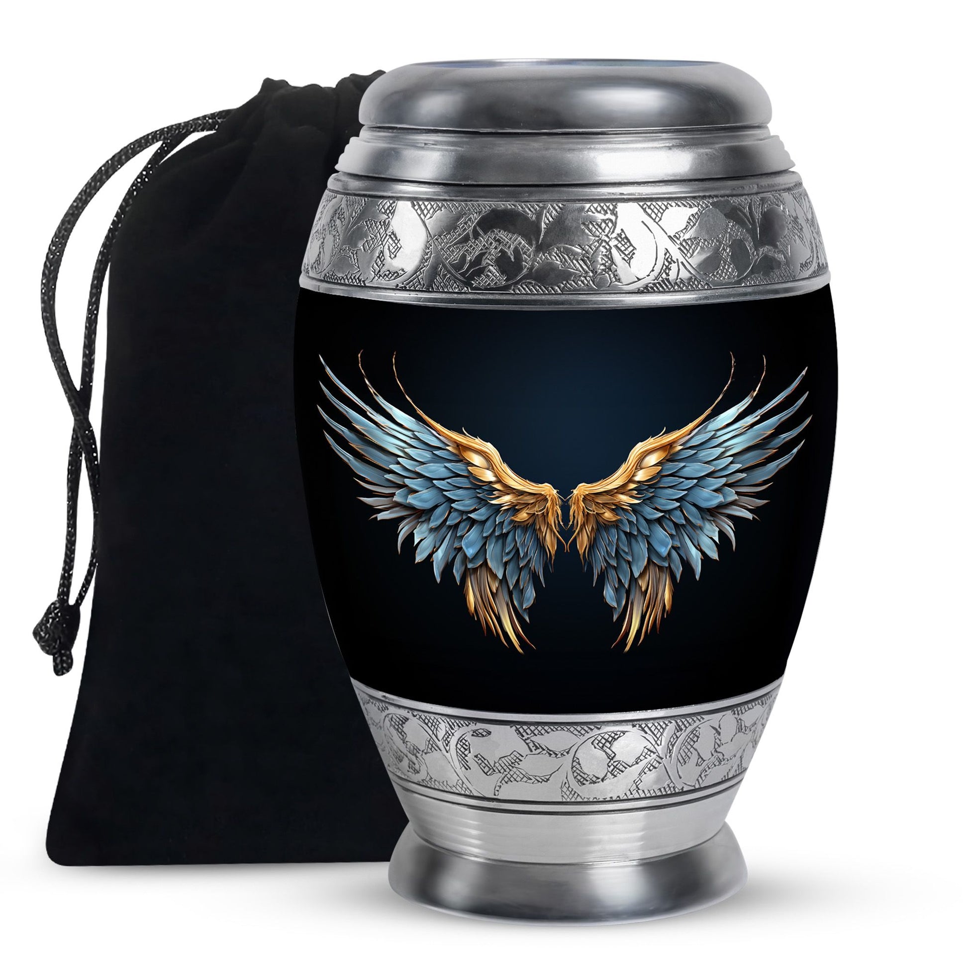 Wings Blue Theme Large Urn 10 Inch
