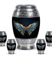 Wings Blue Theme Large Urn With 4 Keepsake Urn