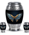 Wings Blue Theme Large Urn With 2 Keepsake Urn