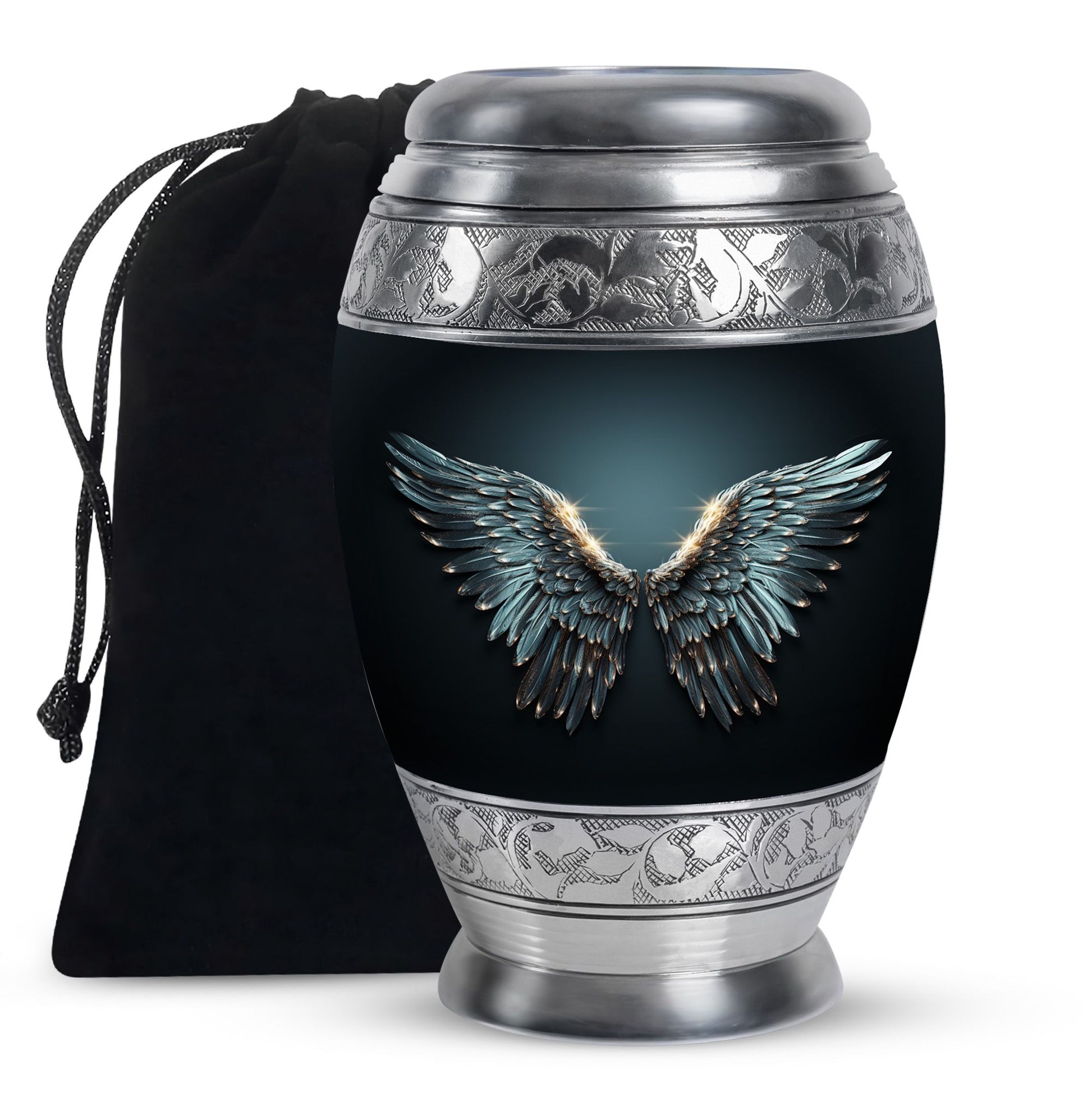 Wings Blue Theme Large Urn 10 Inch