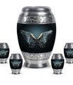 Wings Blue Theme Large Urn With 4 Keepsake Urn
