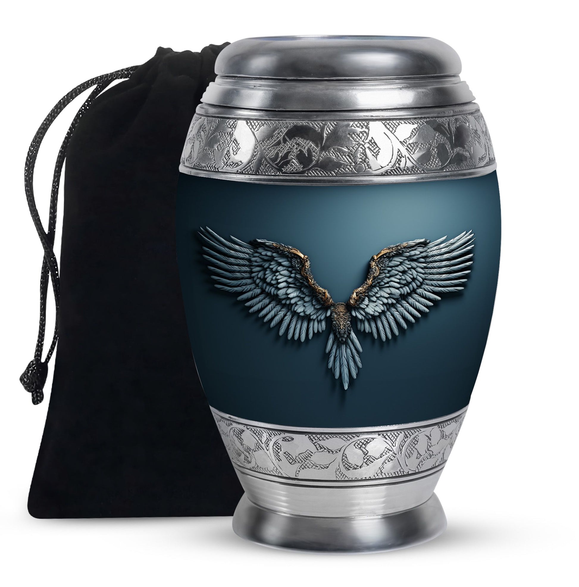 Wings Blue Theme Large Urn 10 Inch