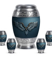 Wings Blue Theme Large Urn With 4 Keepsake Urn