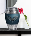 Wings Blue Theme Large Urn With 1 Keepsake Urn