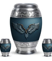 Wings Blue Theme Large Urn With 2 Keepsake Urn