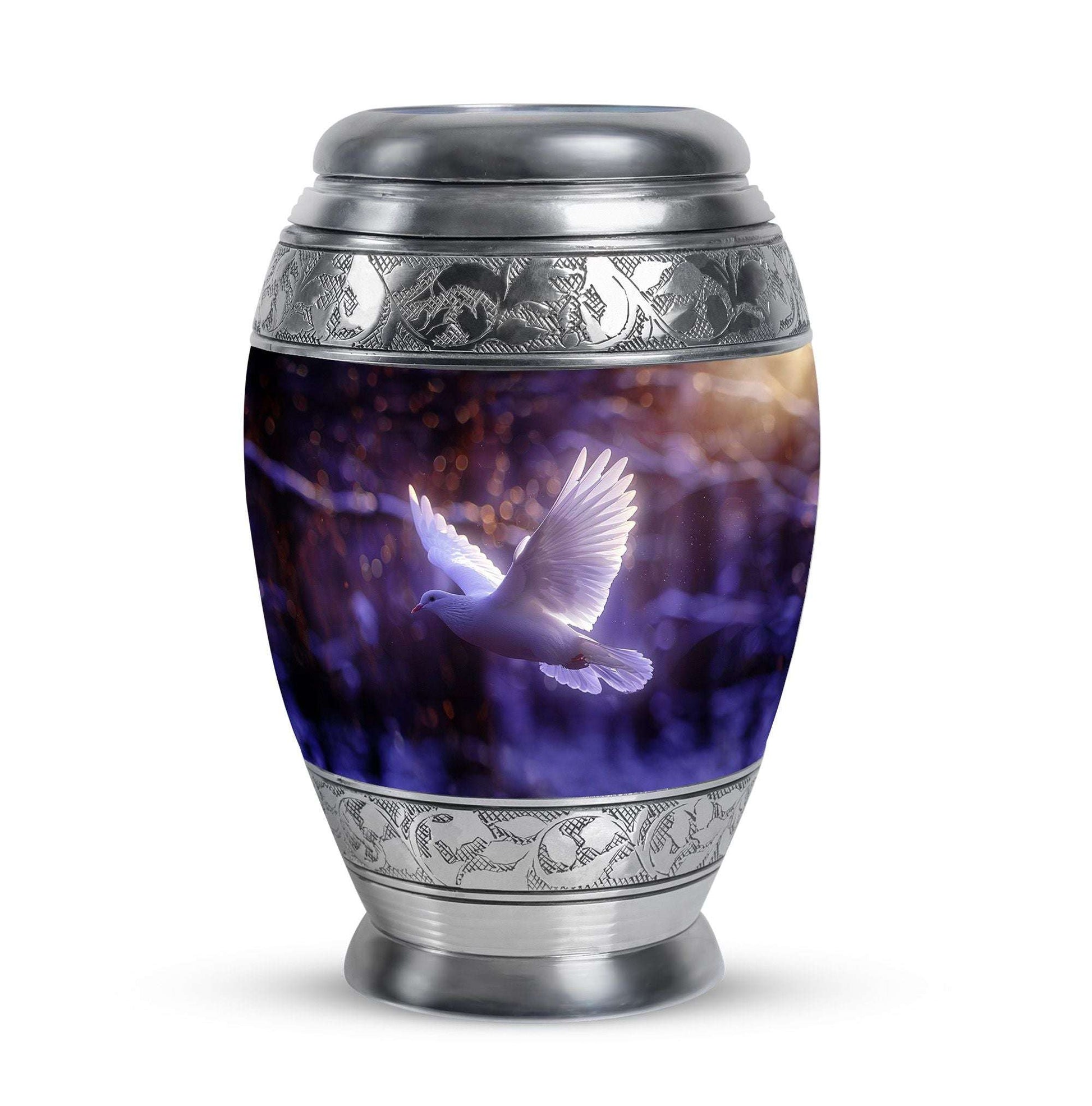 White Dove On Purple Theme 3 Inch Keepsake