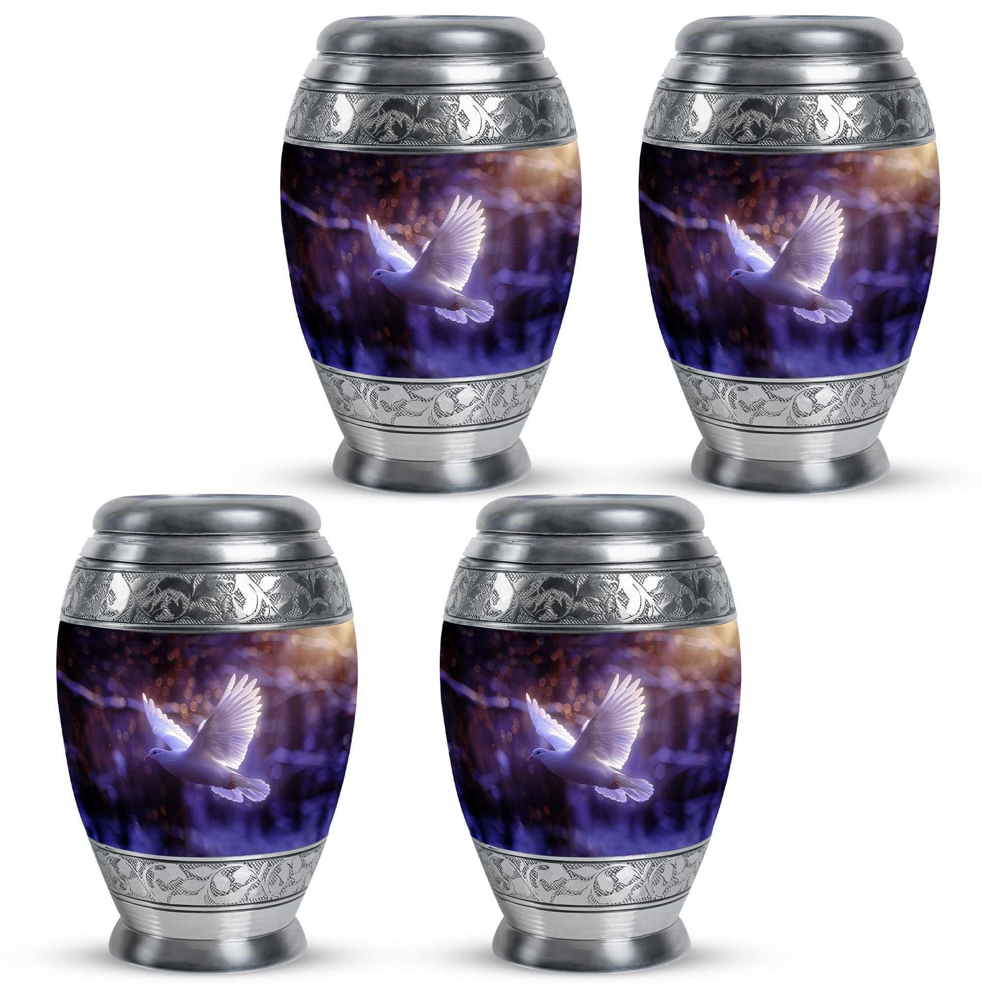 White Dove On Purple Theme 3 Inch Keepsake Pack of 4