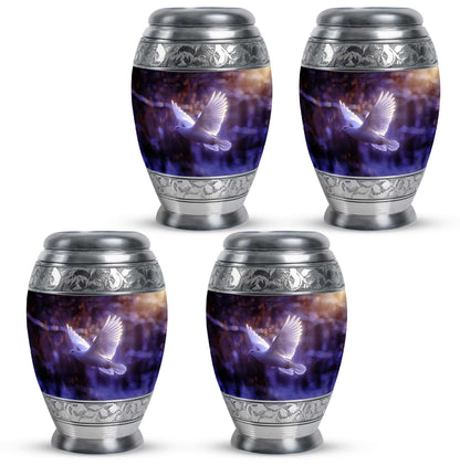 White Dove On Purple Theme 3 Inch Keepsake Pack of 4