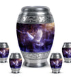 White Dove On Purple Theme Large Urn With 4 Keepsake Urn