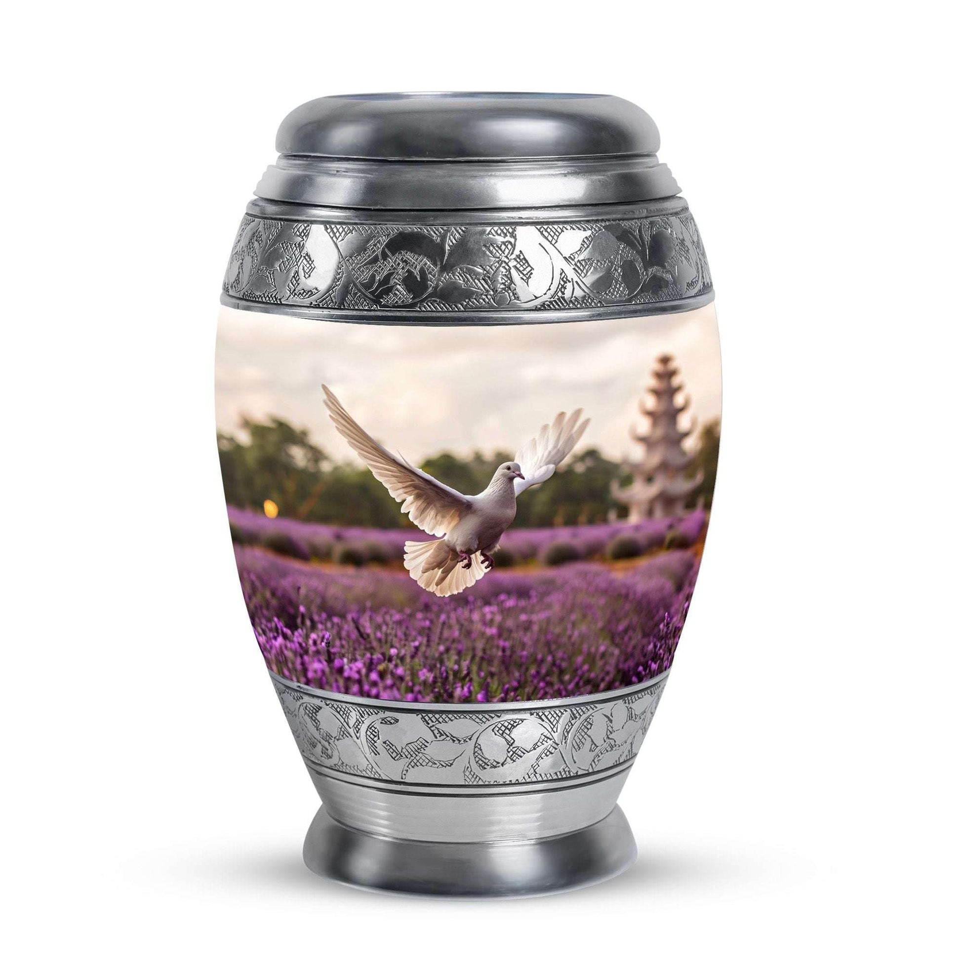 White Dove On Purple Theme 3 Inch Keepsake