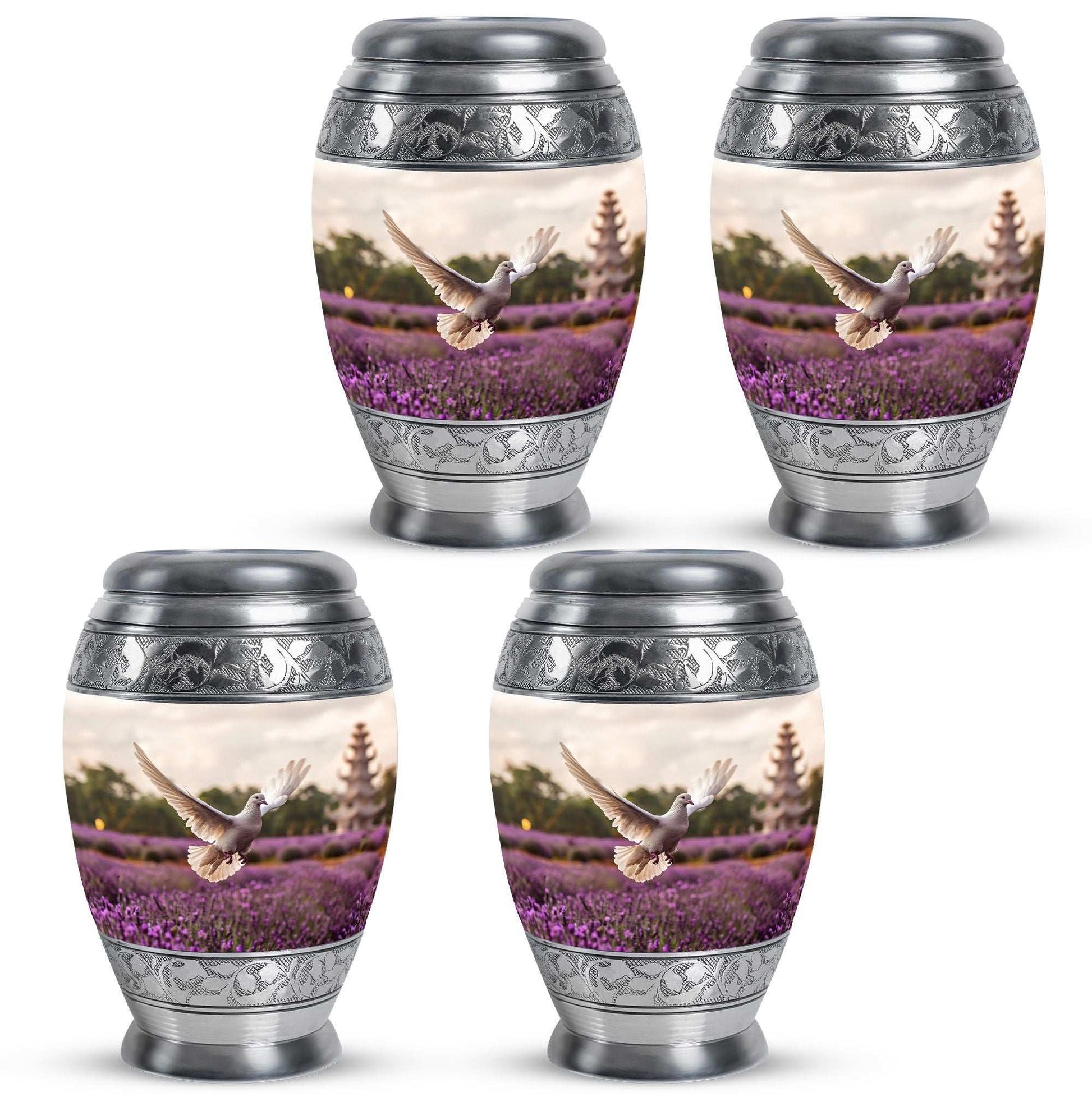 White Dove On Purple Theme 3 Inch Keepsake Pack of 4